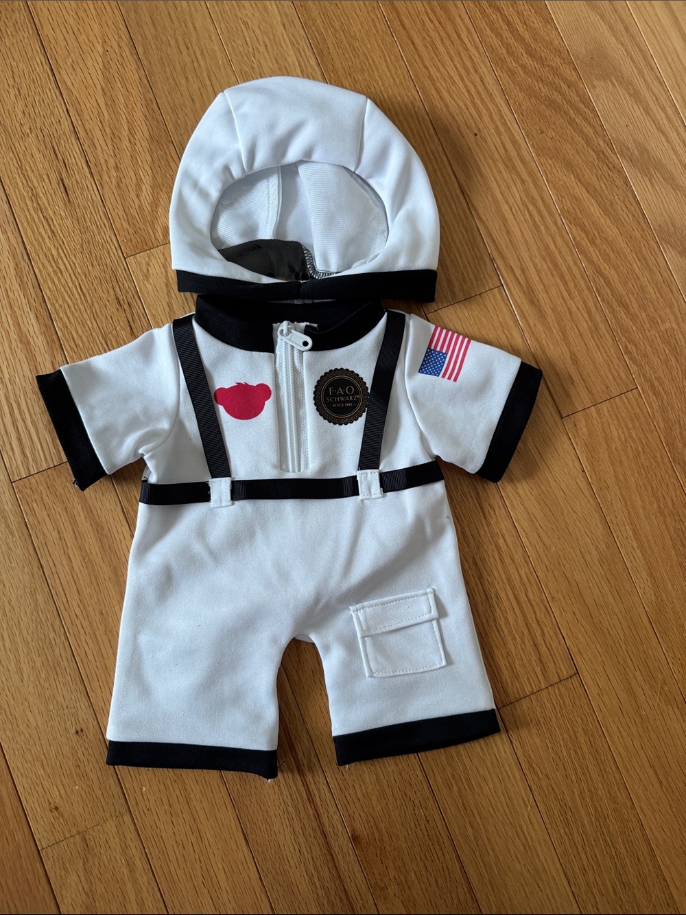 FAO Schwarz White Build A Bear  Astronaut Costume Romper with Hood
